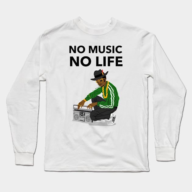 No Music No Life Long Sleeve T-Shirt by Jitesh Kundra